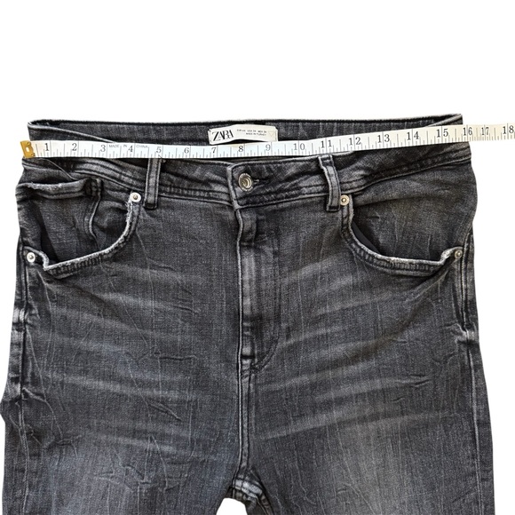 Zara Men’s Black Straight Leg Cropped Jeans - Size 34 - Picture 6 of 8